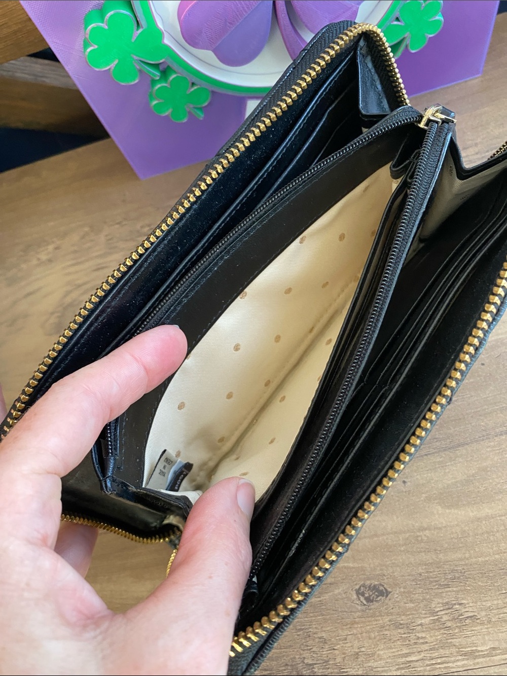 kate spade Black Quilted Leather Zip-Around Wallet - Picture 5 of 6